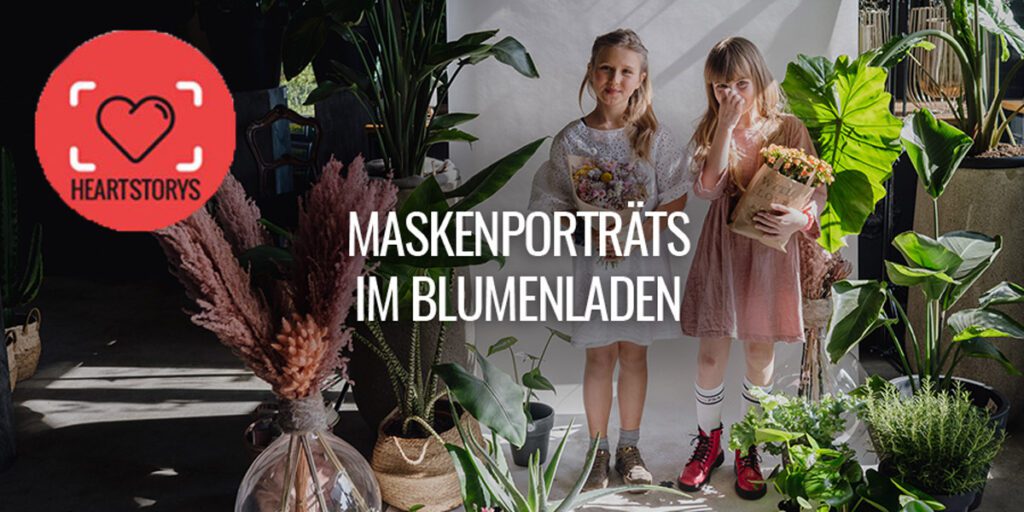 Maskenporträts im Blumenladen bei Milles fleures
