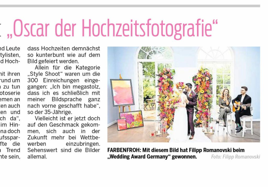 Sieg beim Weddign Awarde Germany