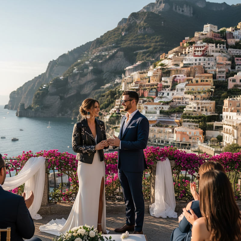 Traumhafte Hochzeit in Italien an der Amalfiküste mit Meerblick und luxuriöser Dekoration